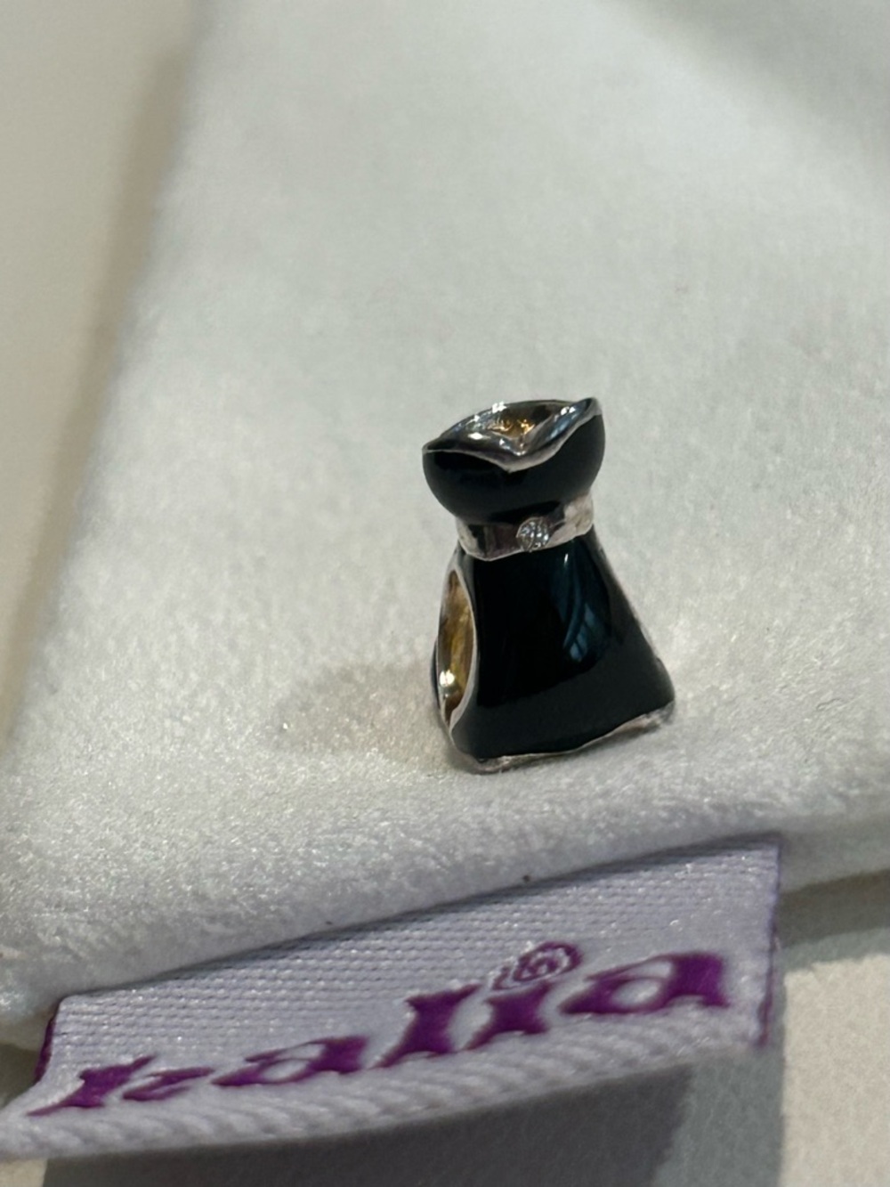 Pandora-style “LBD” Charm - Sterling Silver, Black Enamel